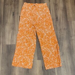 Skies Are Blue Terracotta Leaf Pattern Trousers